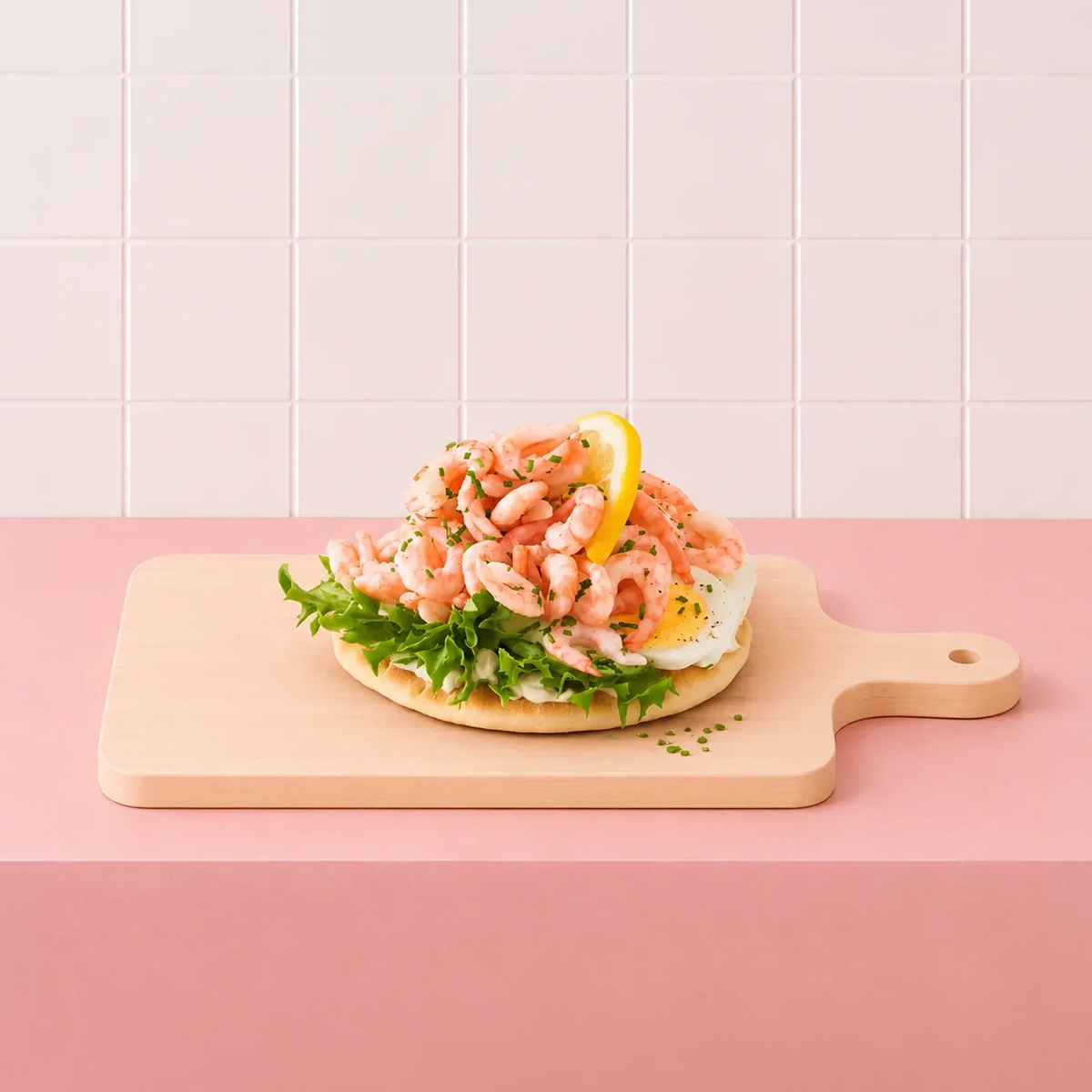 Räkmacka ljust bröd